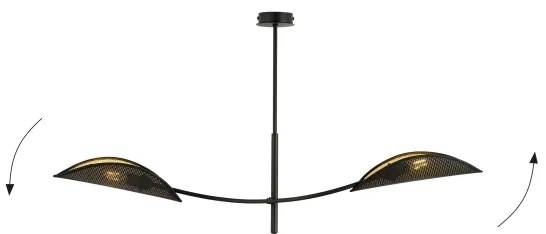 Lampadario a sospensione con supporto rigido LOTUS 2xE14/10W/230V nero/oro