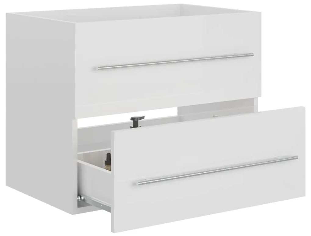 Mobile lavabo bianco lucido 60x38,5x48 cm in legno multistrato