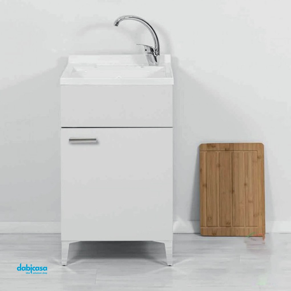 Lavatoio "Stella" Bianco Lucido 50x50 Con Un anta