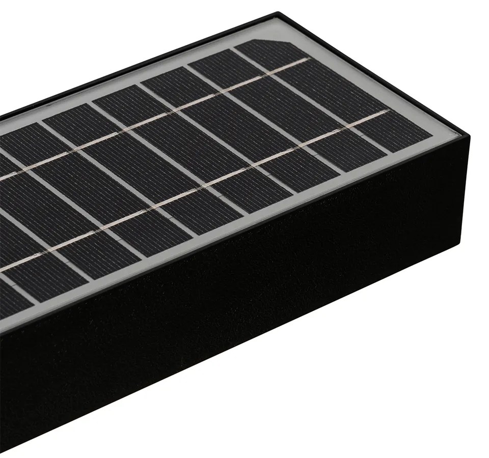 Lampada da parete per esterni nera con luce dimmerabile e sensore solare - Kayo