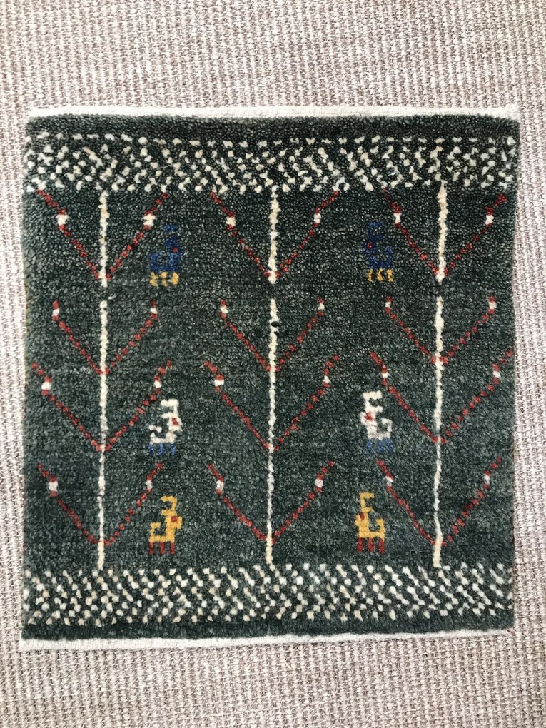 Gabbeh Tappeto persiano 40 x 40 Verde (Iran) Annodato A Mano