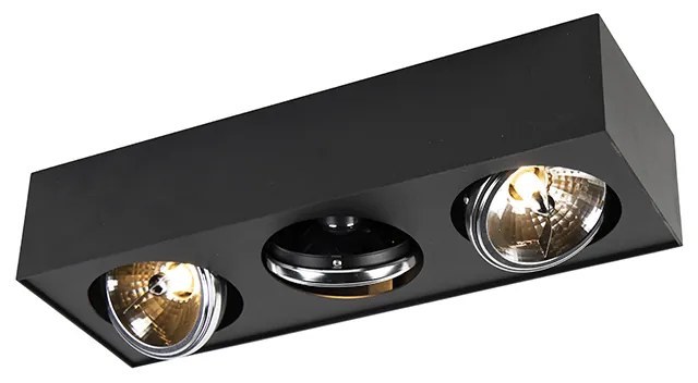 Faretto da soffitto di design nero quadrato 3 luci - Kaya