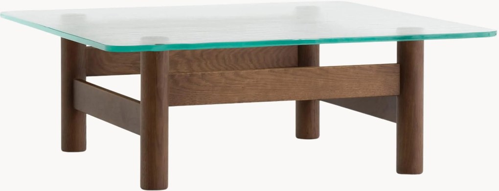 Tavolino da salotto in legno di quercia con piano in vetro Brasilia