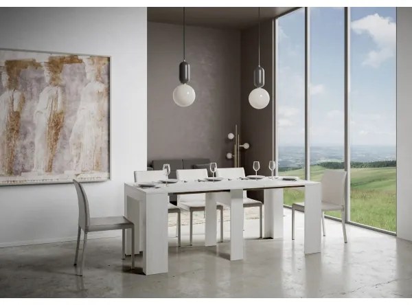 Consolle Allungabile EMY SMALL 90x42 cm Bianco Spatolato fino a 1,98 metri