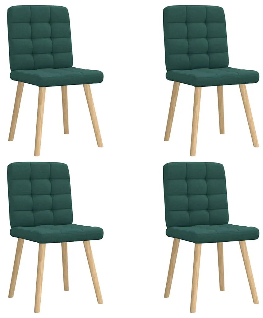 Sedie Da Pranzo 4 Pz İn Tessuto Verde Scuro /