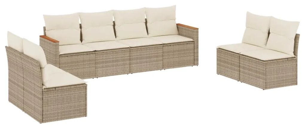 Set divano da giardino 8 pz con cuscini beige in polyrattan