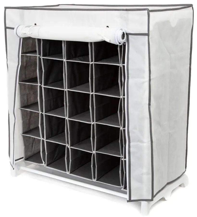 Scarpiera in tessuto bianco e nero Scarpe, 25 scomparti - Compactor