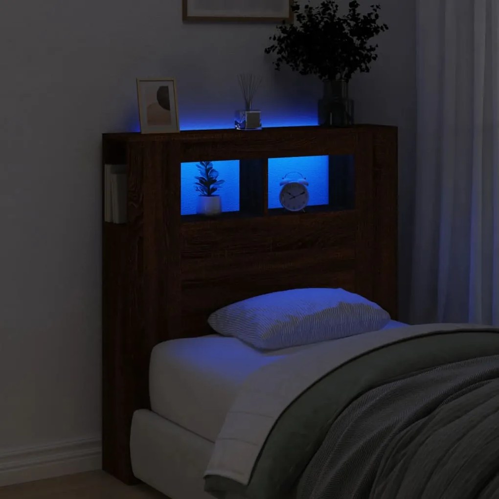 Testiera Led Rovere Marrone 100x18,5x103,5 Cm Legno Multistrato /