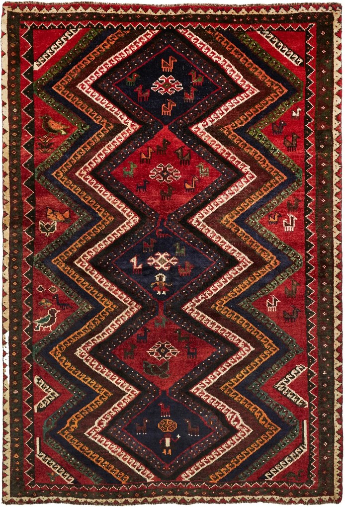 Shiraz Tappeto persiano 180 x 260 Rosso (Iran) Annodato A Mano