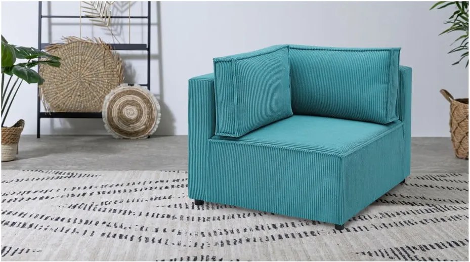 Modulo divano in velluto a coste variabile blu Nihad modular - Bobochic Paris