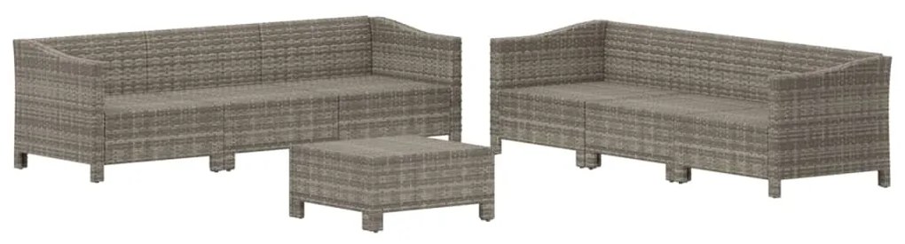 Set divani da giardino 7 pz con cuscini in polyrattan grigio