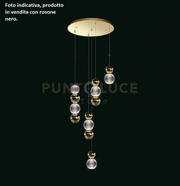 Sospensione brillante, luminosa, piastra a soffitto nero opaco e so...