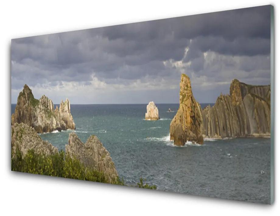 Quadro in vetro Paesaggio del mare di rocce 100x50 cm