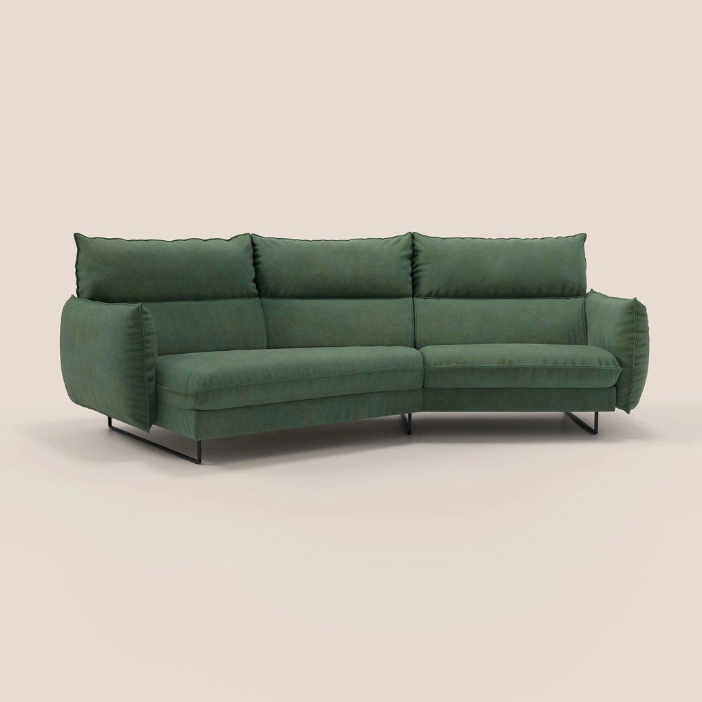 Monamour divano moderno angolare con opzione relax elettrico in microfibra smacchiabile impermeabile T11 verde