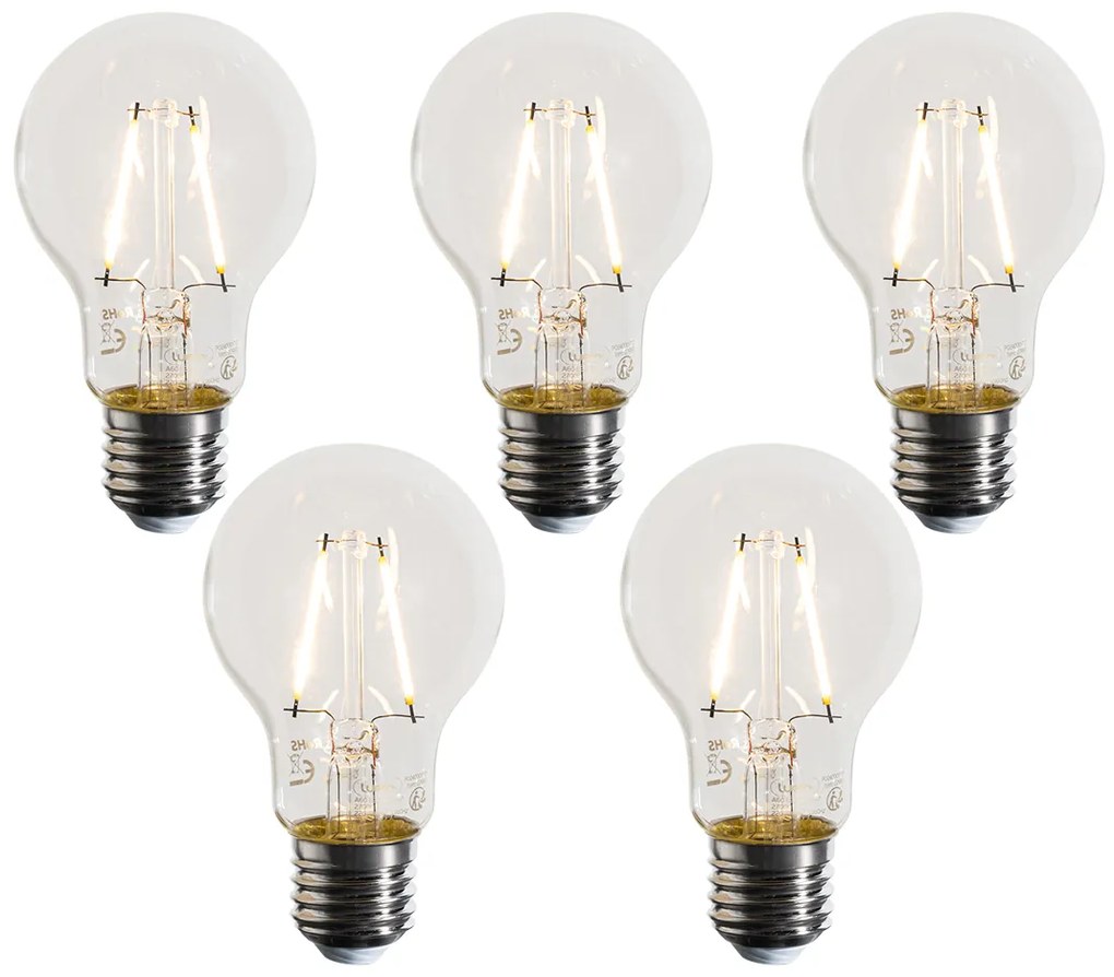 Set van 5 E27 LED lampen A60 helder 3W 320 lm 2700K