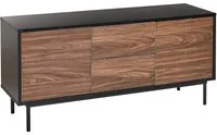 Credenza 2 ante cassetti legno scuro e nero gambe metallo 120 x 38 cm