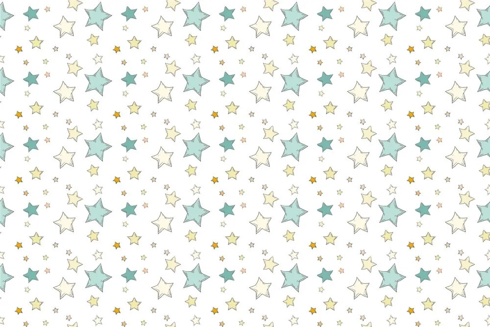 Carta da parati – Stelline spaziali con sfondo bianco