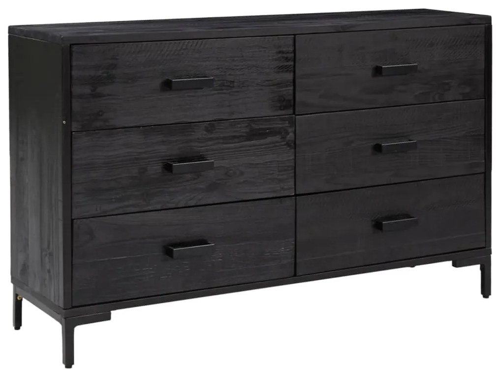 Credenza nera 110x35x70 cm in legno massello di pino