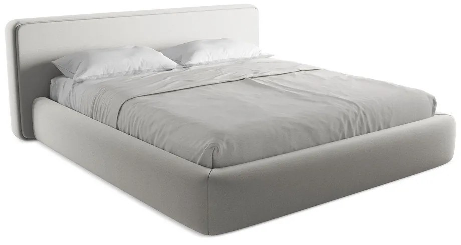 Letto matrimoniale imbottito grigio chiaro con contenitore con griglia 180x200 cm Kiana - Makamii