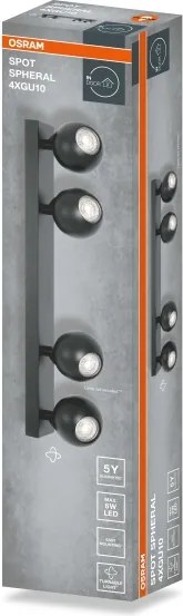 Osram - Faretto SPOT SPHERAL 4xGU10/6W/230V nero