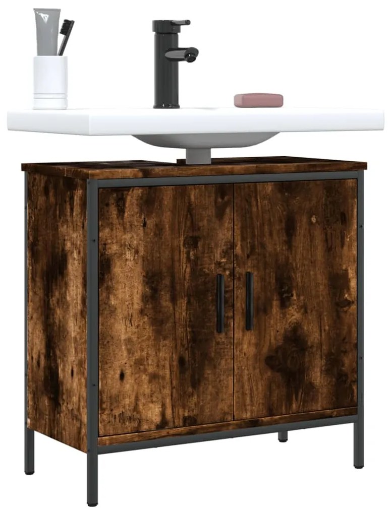 Mobile Lavabo Bagno Rovere Fumo 60x30x60 Cm Legno Multistrato /