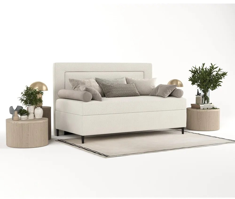 Letto singolo imbottito beige 100x200 cm Alba - Maison de Rêve