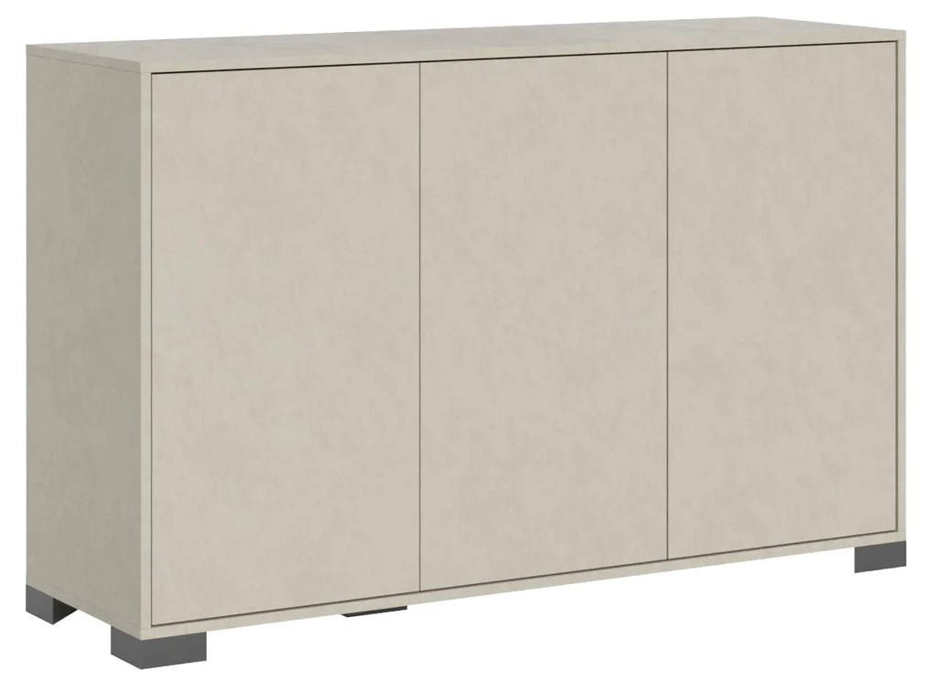 Madia e Porta TV Lumina con ante in bianco lucido e cashmere, Cashmere / Madia 3 ante