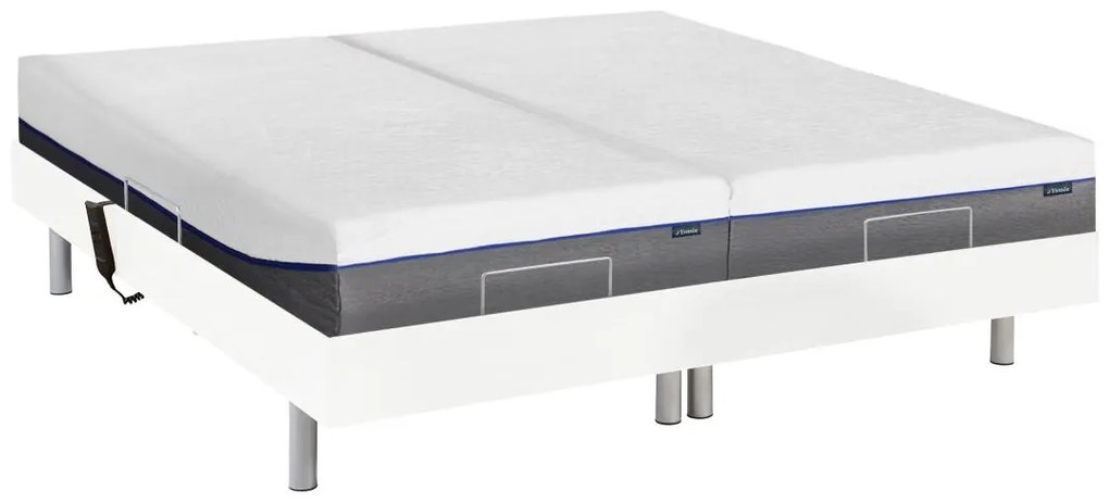 Set da relax, con sospensioni, memory foam, HESIODE III di YSMÉE - Motori OKIN - Bianco - 2 x 80 x 200 cm