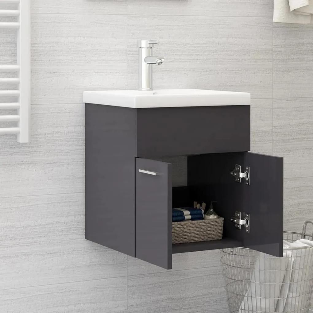 Mobile bagno con lavabo integrato grigio lucido in truciolato