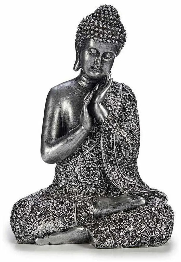 Statua Decorativa Buddha Seduto Argentato 22 x 33 x 18 cm (4 Unità)