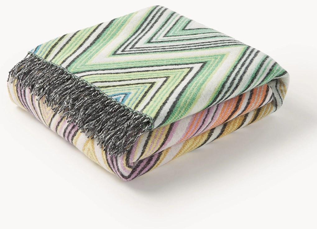 Coperta in lana con frange Plume