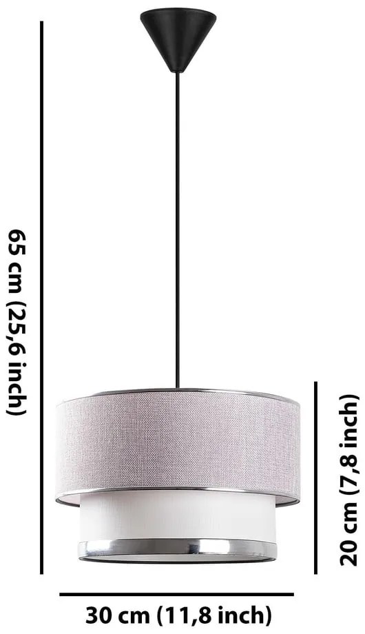 Lampadario grigio/argentato con paralume in tessuto ø 30 cm Cake – Opviq lights