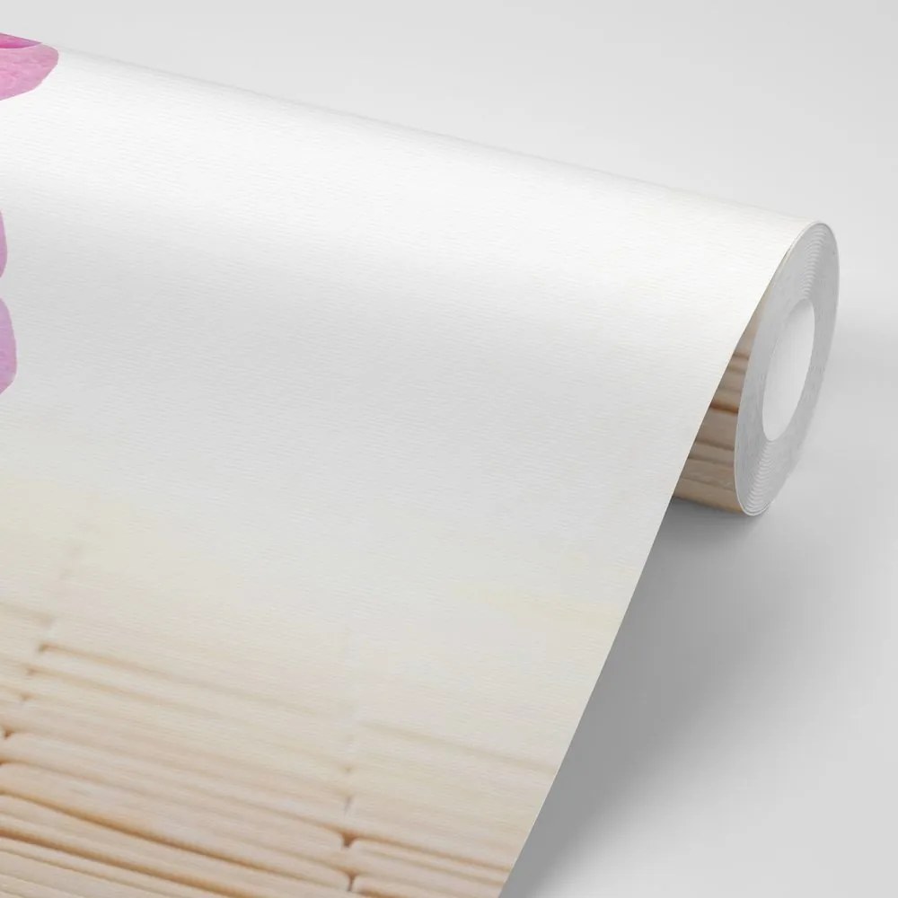 Carta da parati autoadesiva – Equilibrio di pietre e fiori rosa