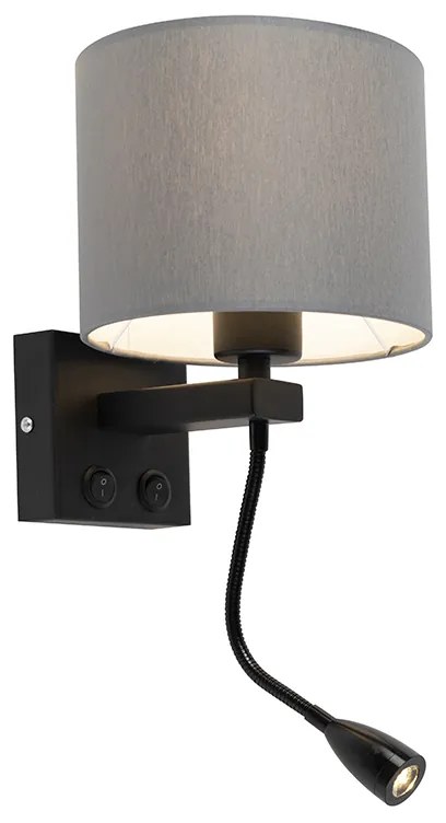 Applique moderna nera con paralume grigio - Brescia