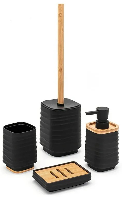 Scopino WC da appoggio nero in abs e bambù Wave