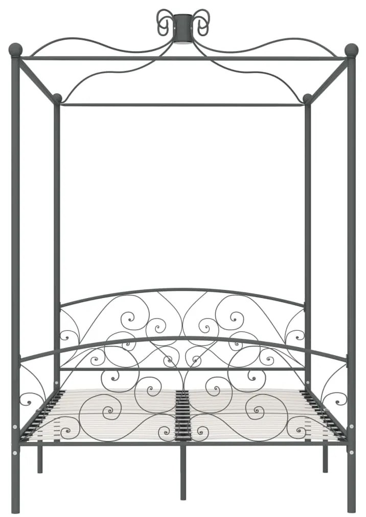 Letto a baldacchino grigio in metallo 140x200 cm