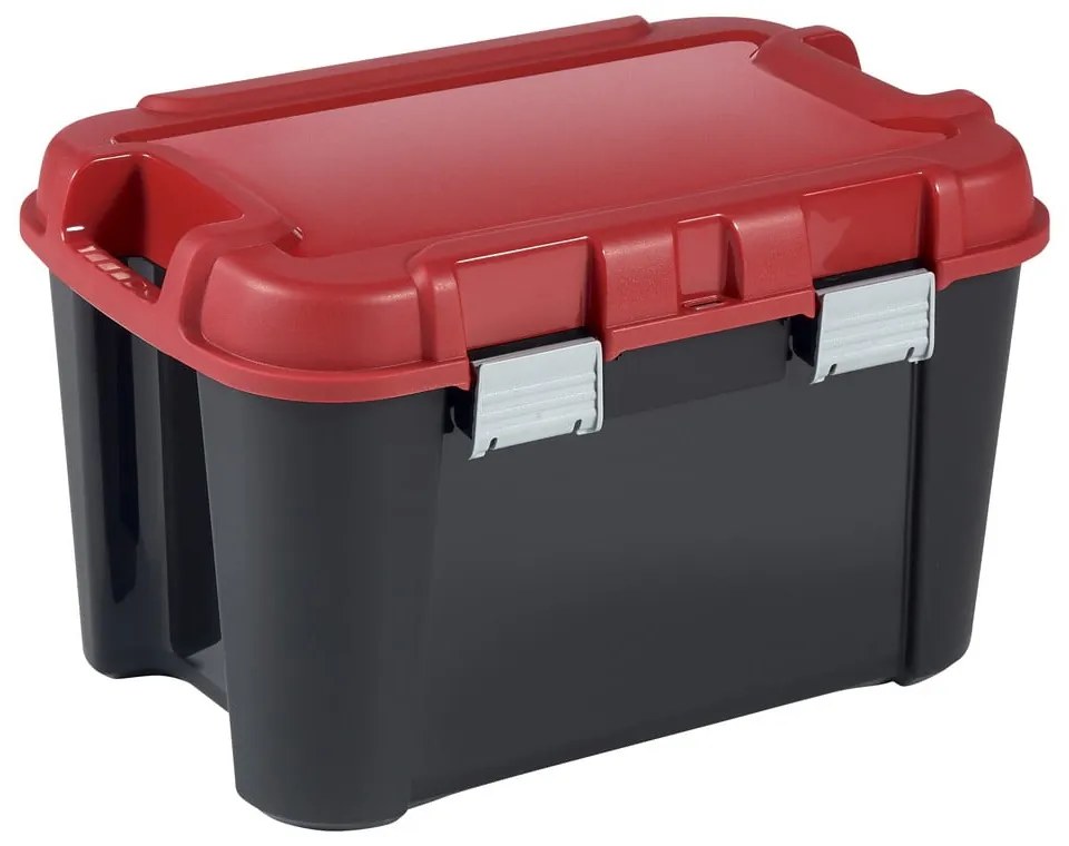 Scatola di plastica rossa e nera con coperchio 59x39,5x36 cm Totem - Curver