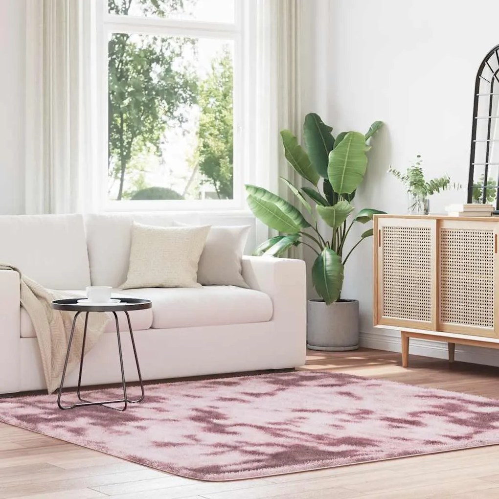 Tappeto Shaggy A Pelo Lungo Navarra Rosa Antico 200x200cm /