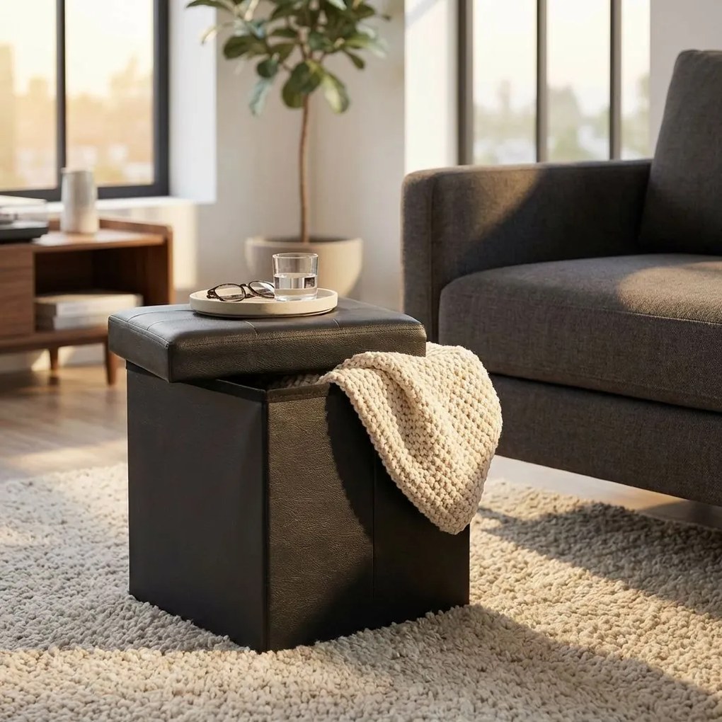 ZARA - pouf quadrato in ecopelle