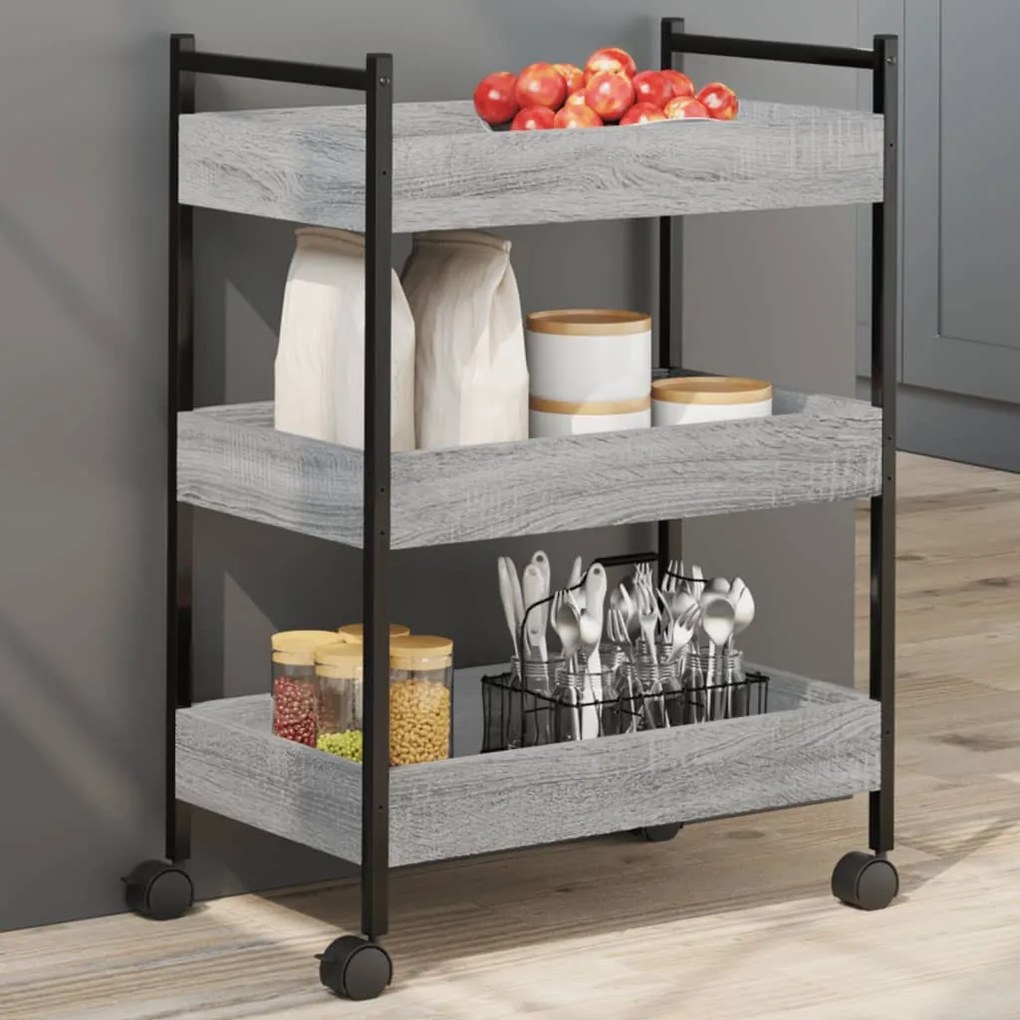 Carrello Da Cucina Grigio Sonoma 50x30x70 Cm Legno Multistrato /