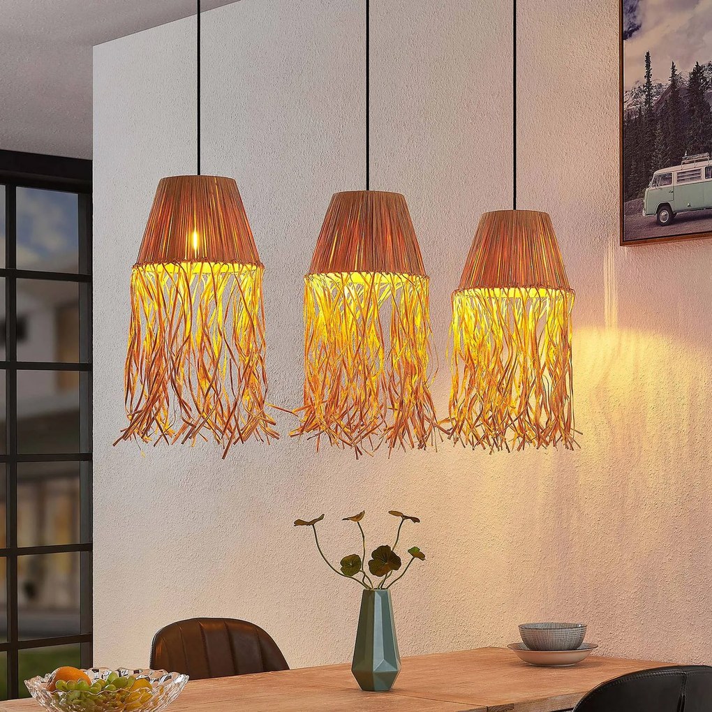 Lampada a sospensione Liridona Lindby, dimmerabile, Crema / Ambra, Soggiorno / Sala da pranzo, Carta / Lunolit / Lunopal, Scandinavo, Lampada a sospensione