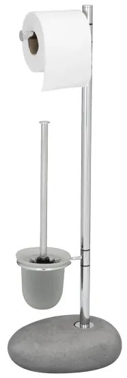 WENKO 19494100 - Spazzola per WC PEBBLE STONE 23,5x70 cm cromo lucido/grigio/satinato
