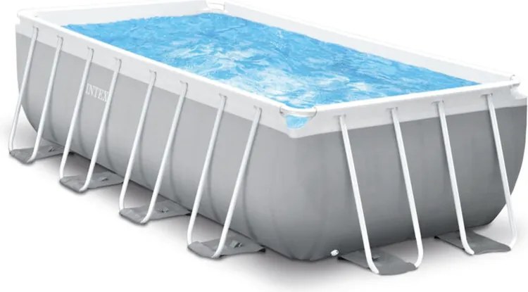 Intex - 26790NP – Piscina Fuori Terra Prisma Frame Rettangolare, Pompa Filtro 2006 L/h, Scaletta, 8418 l, Acciaio e pvc, Grigio, 400x200x122 cm