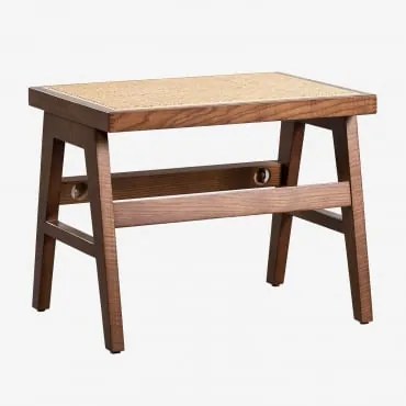 Sgabello Basso In Frassino E Rattan Lali Legno Scuro - Sklum