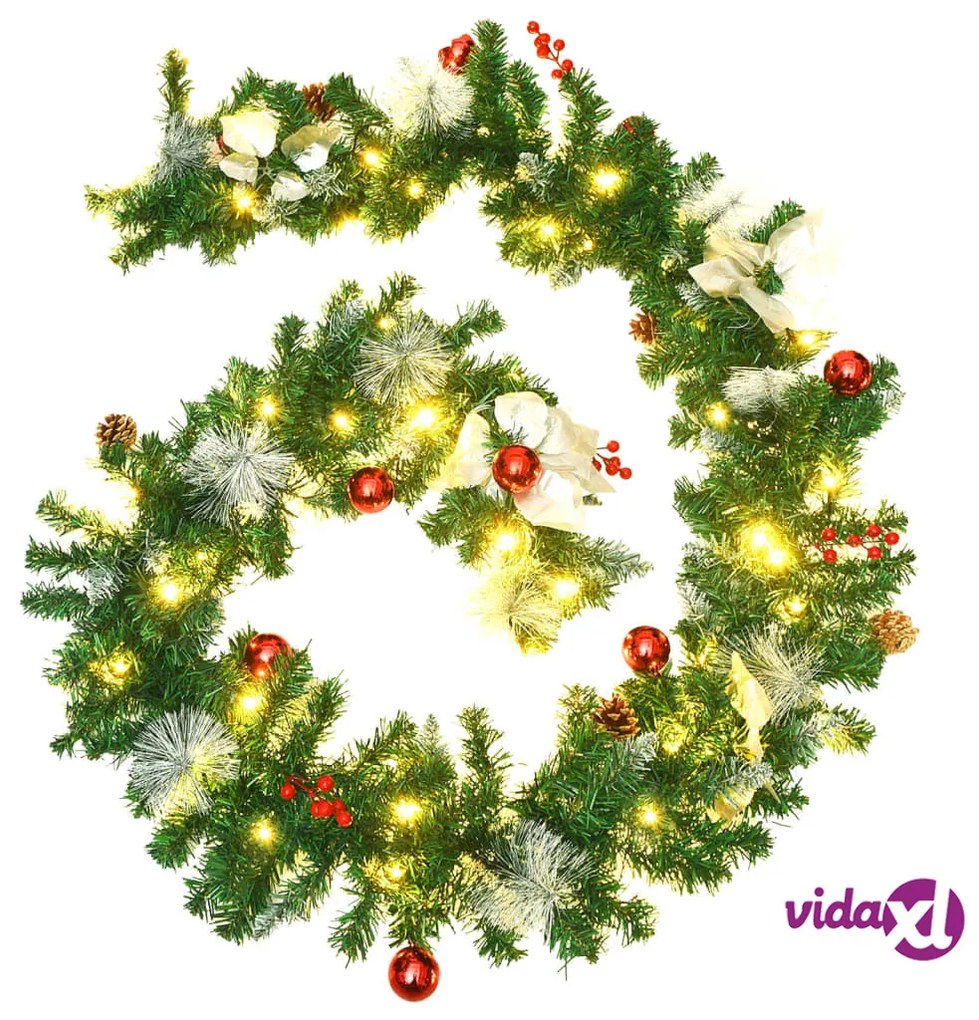 vidaXL Ghirlanda Natalizia con Luci a LED 2,7 m in PVC Verde