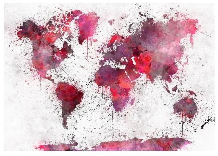 Fotomurale adesivo World Map: Red Watercolors