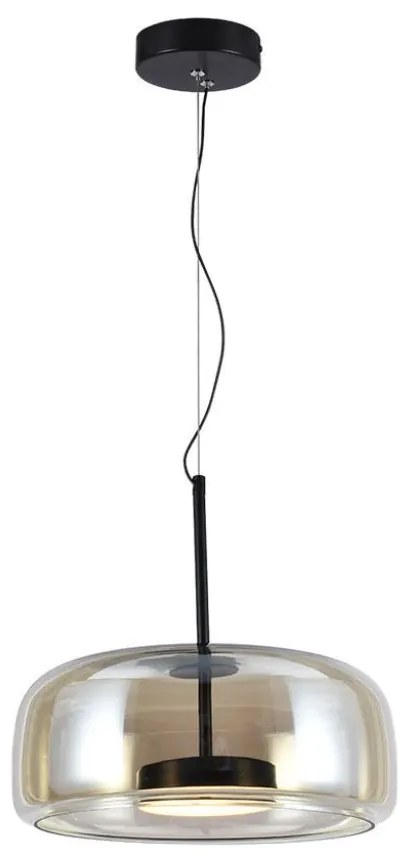 Lampada a Sospensione LED 6 W in Metallo e Vetro – Nero/ambra