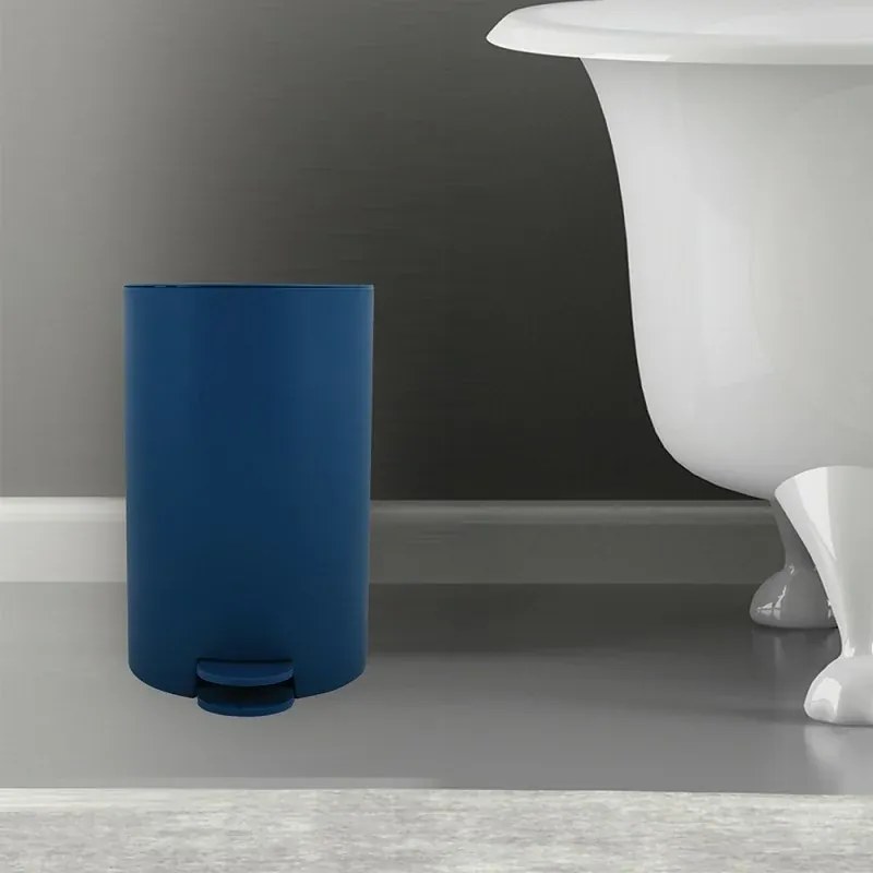 Pattumiera bagno 3 Lt blu scuro con apertura a pedale Orbix