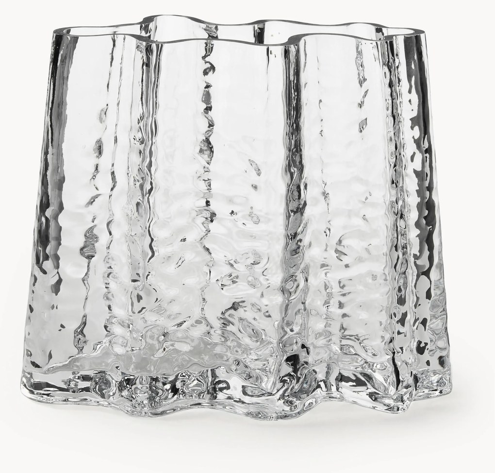 Vaso in vetro soffiato con superficie strutturata Gry, alt. 19 cm