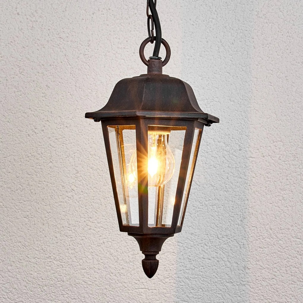 Lindby lampada a sospensione da esterno Lamina, Ø 18 cm, lanterna, E27 LAMINA Lindby, dimmerabile, Marrone / Ruggine, Alluminio, Antico